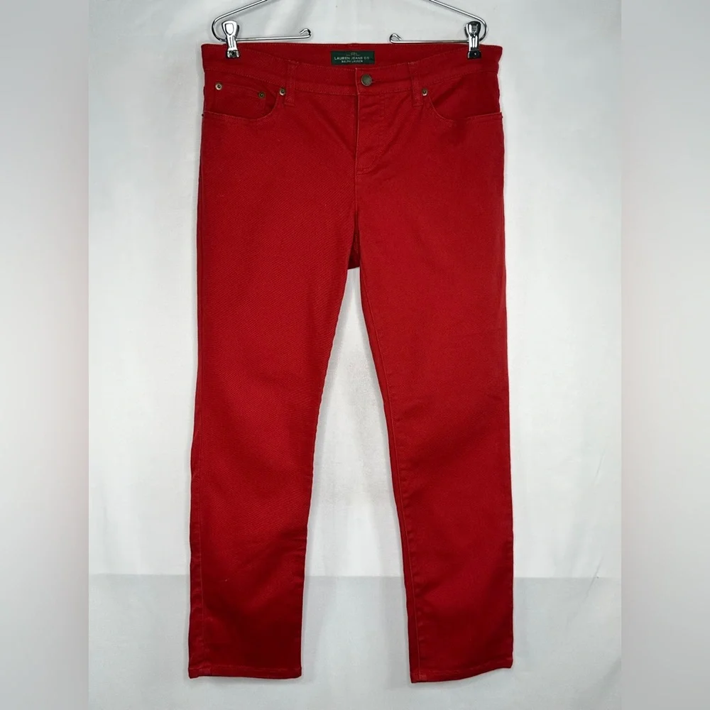 LRL Lauren Jeans Co Red Jeans Modern Straight Ankle Sz 10